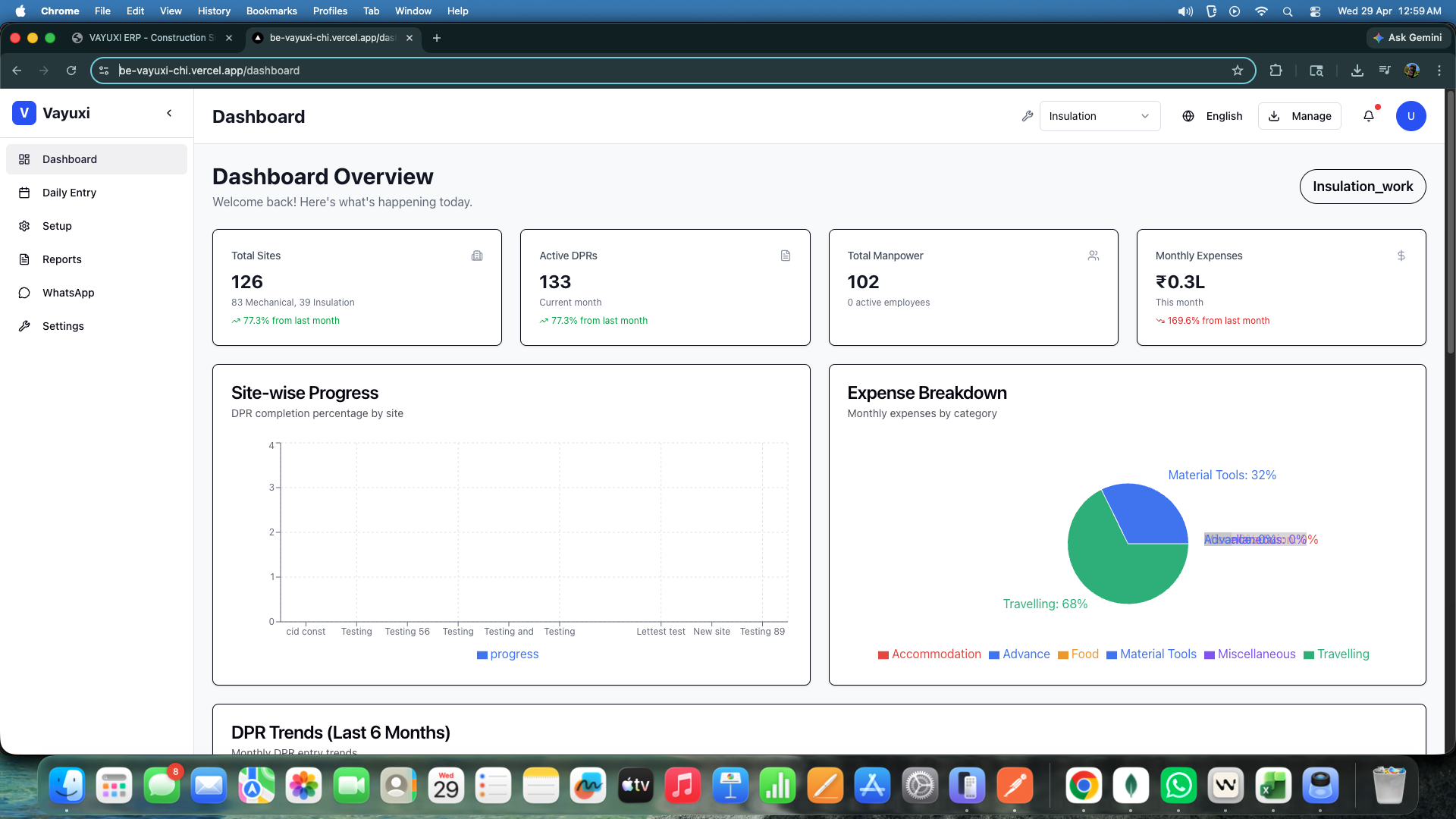 VAYUXI Dashboard